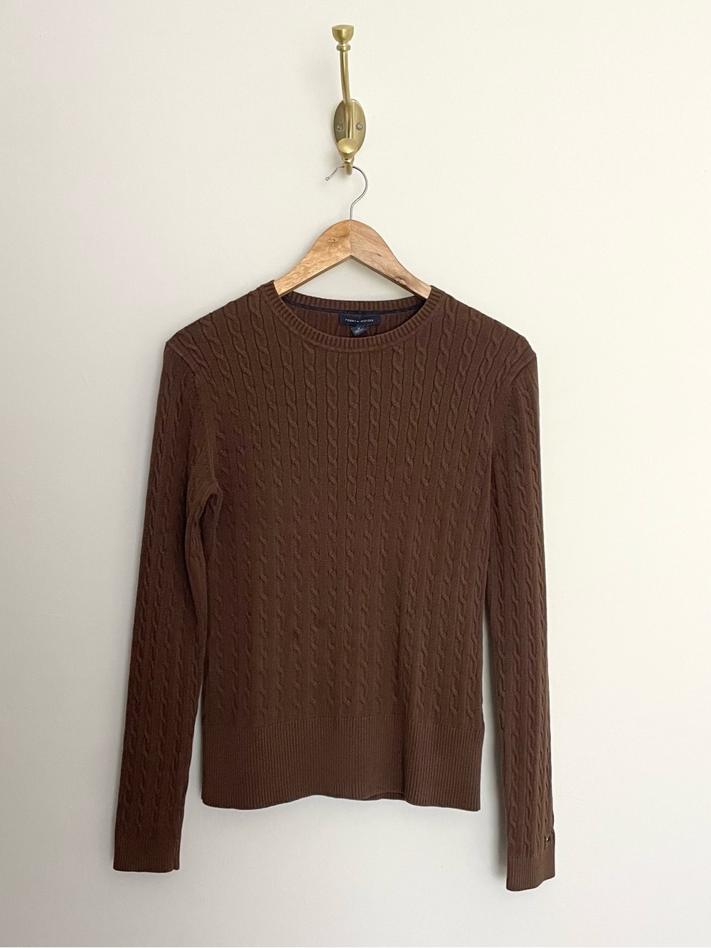 Tommy Hilfiger chocolate brown cable knit sweater